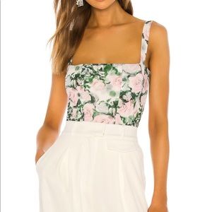 The Mia Bodysuit in Chateau Rose Print - sold out on revolve